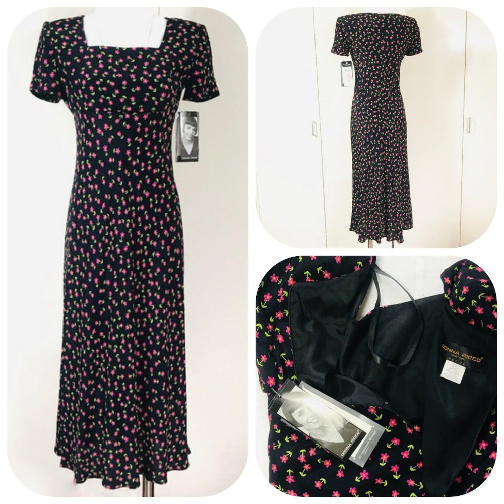 New Donna Ricco flower print midi dress